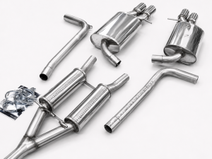 DUPLEX Auspuffanlage Edelstahl AUDI A4 Quattro/4WD Limo,Avant Typ B6/8E Motor: 1.8T, 2.0TFSI in S4 Optik 2x76mm rund, versetzt