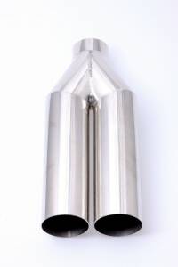 Endrohr Anschweißendrohr Edelstahl hochglanzpoliert Universal 2x70mm mit Adapter 300mm lang EG-Zulassung