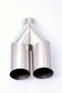 Endrohr Anschweißendrohr Edelstahl hochglanzpoliert Universal 2x70mm mit Adapter 200mm lang EG-Zulassung