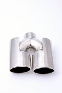 Powerendrohr Edelstahl - hochglanzpoliert, gebördelt, 200 mm, links