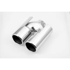 Endrohr Anschweißendrohr Edelstahl 4301 hochglanzpoliert 2x90mm mit Adapter, gebördelt, gerade, 200mm