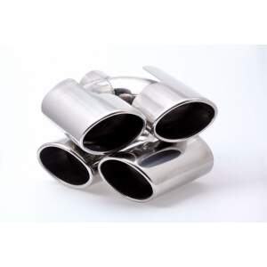 Endrohr-Set (2Stk) 2x 90x120mm versetzt, ohne Absorber, gebördelt, abgeschrägt, 200mm Länge