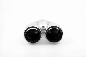 Endrohr Anschweißendrohr poliert 2x90mm mit Adapter, Vorsatz 2x76mm gebördelt, Länge 220mm, UNI