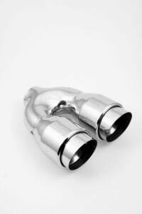 Endrohr Anschweißendrohr poliert 2x90mm mit Adapter, Vorsatz 2x76mm gebördelt, Länge 220mm, UNI