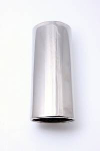 Endrohr Anschweißendrohr hochglanzpoliert 90x120mm, gebördelt, abgeschrägt, ohne Absorber, 330mm