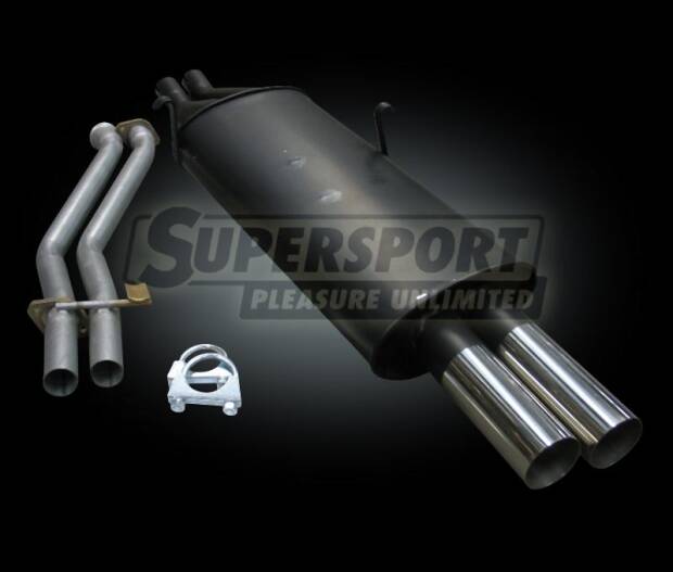 Stahl Endschalldämpfer BMW 3er E30 Bj. 11/82-05/93 Motor 320i,325i (Otto 95,125KW) 2x70mm rund, versetzt, scharfer Rand