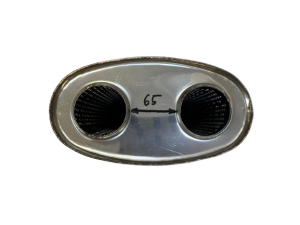 Supersport Schalldämpfer Universal oval Edelstahl In/Out Ø 60mm Maße 300mm x 230mm x 130mm (einseitig!)