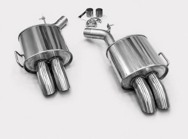 DUPLEX Edelstahl Endschalldämpfer BMW 7er II Typ E38 Baujahr 06/94- 730i,735i,740i,750i - 2x76 scharf, dieseloptik