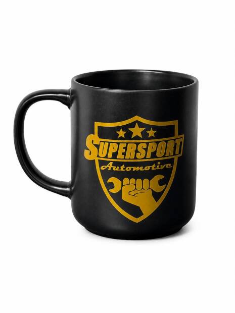 Supersport Automotive Premium Keramiktasse Schwarz-Gold - Mechanic