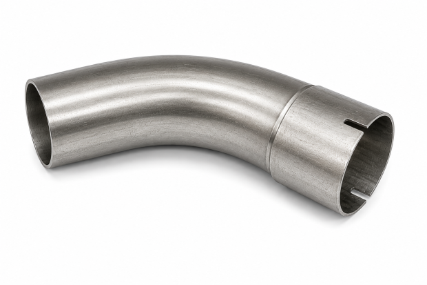 54mm Rohrbogen Edelstahl mit Muffe - 45° Biegewinkel