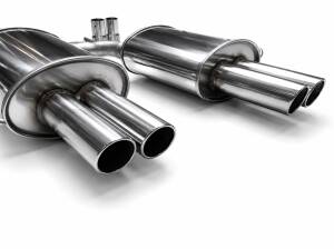 DUPLEX Edelstahl Endschalldämpfer BMW 7er Typ E38i - 2x76mm