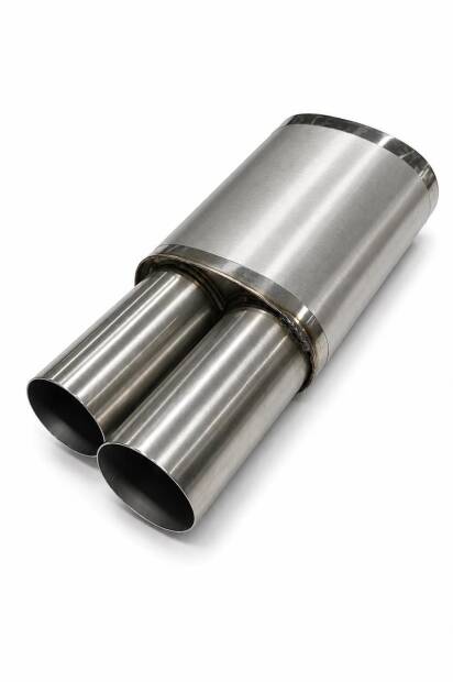 Universal Edelstahl Schalldämpfer - 54mm - mit Endrohren