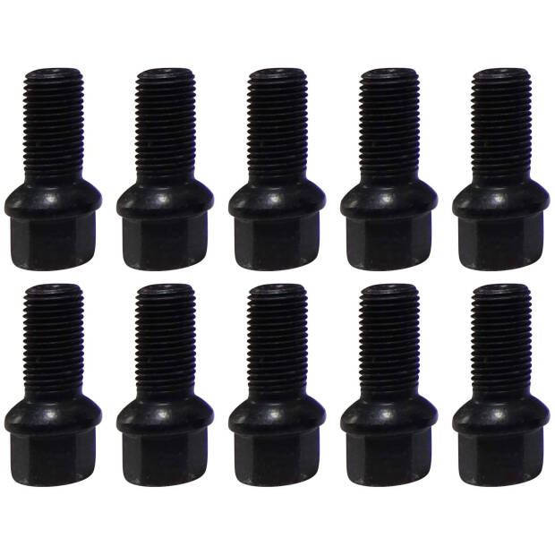 Radbolzen 10Stk schwarz M14x1,5 Kugel R13 Länge 43mm